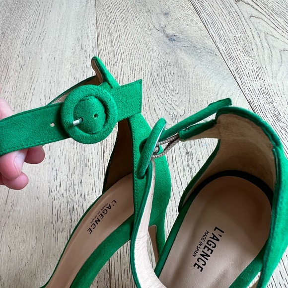 L’AGENCE Green Real Leather and Velvet Heels NWOT - Picture 7 of 11